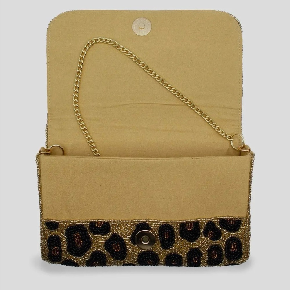 Rose Leopard Beaded Rectangular Clutch NWT - image 4